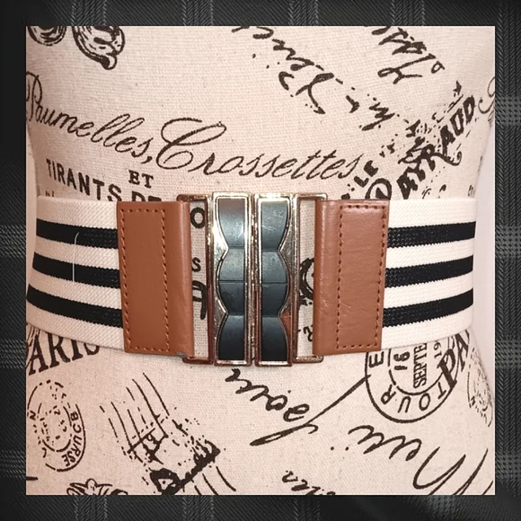 Charlotte Russe Black & White Wide Elastic Best Size Lg - Picture 2 of 6